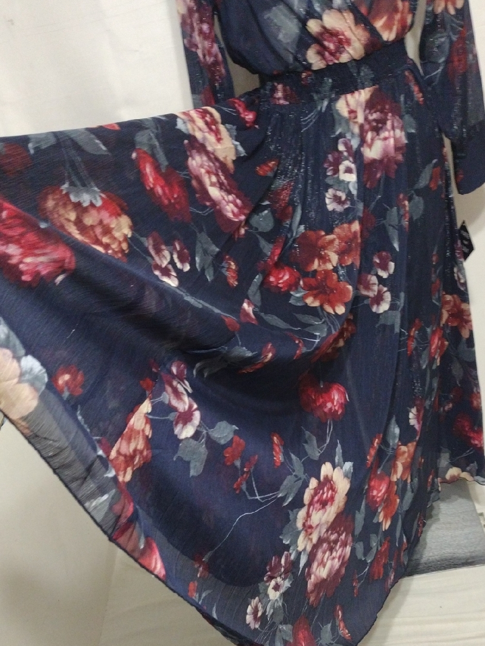 NWT Kate & Lily Navy Floral Maxi Dress Size 6 Romantic Cottagecore Wedding Guest - Picture 12 of 14